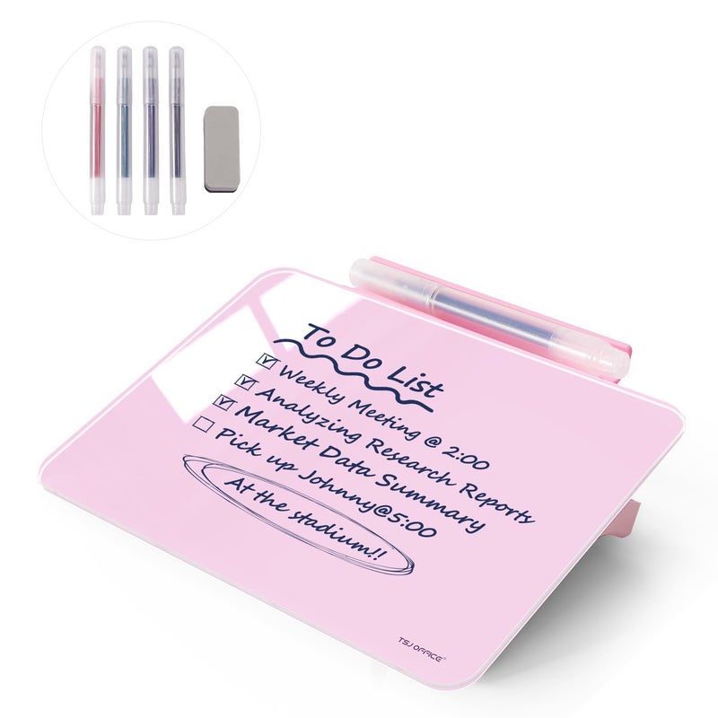 TSJ OFFICE Small Desktop Glass Dry-Erase Whiteboard - 8 X 6 Inches Tabletop Easel Whiteboard with Stand, Desk Board Buddy for Artist, Teacher and Student - Image 1